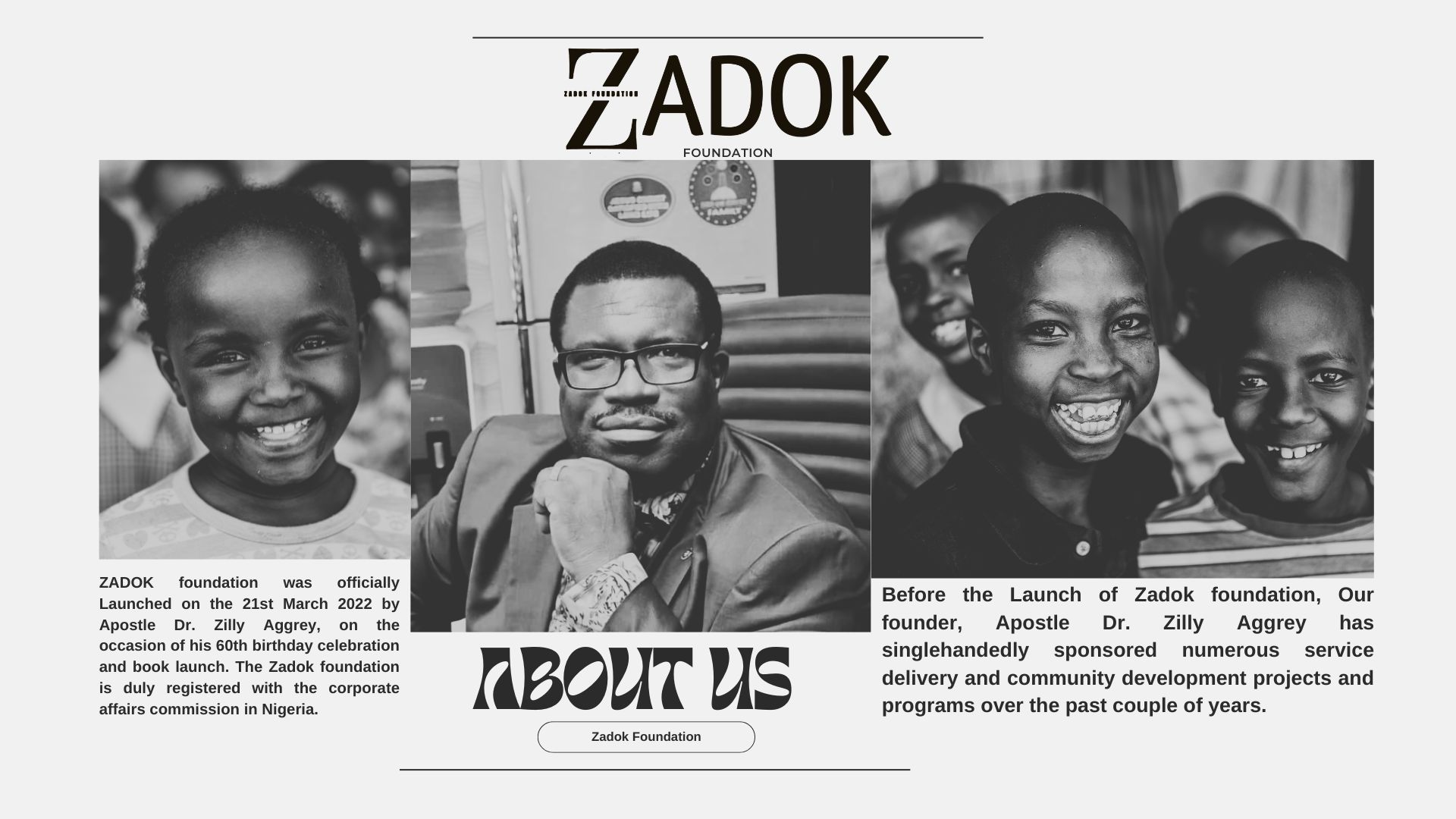 Zadok Foundation Dashboard Interface